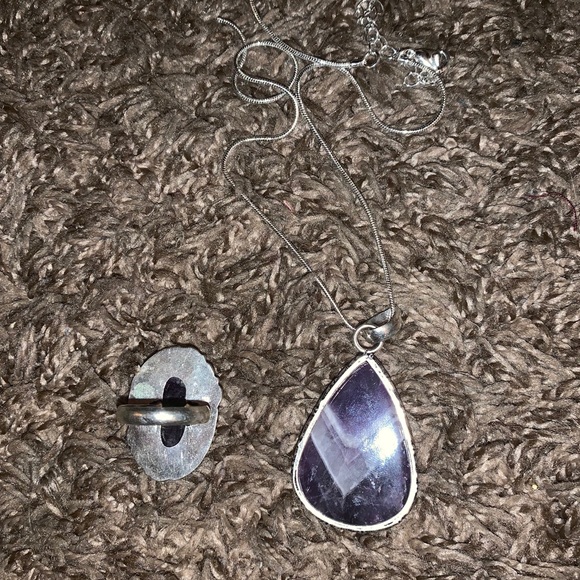 Purple Amethyst Lace Ring & Necklace Set - Picture 2 of 8